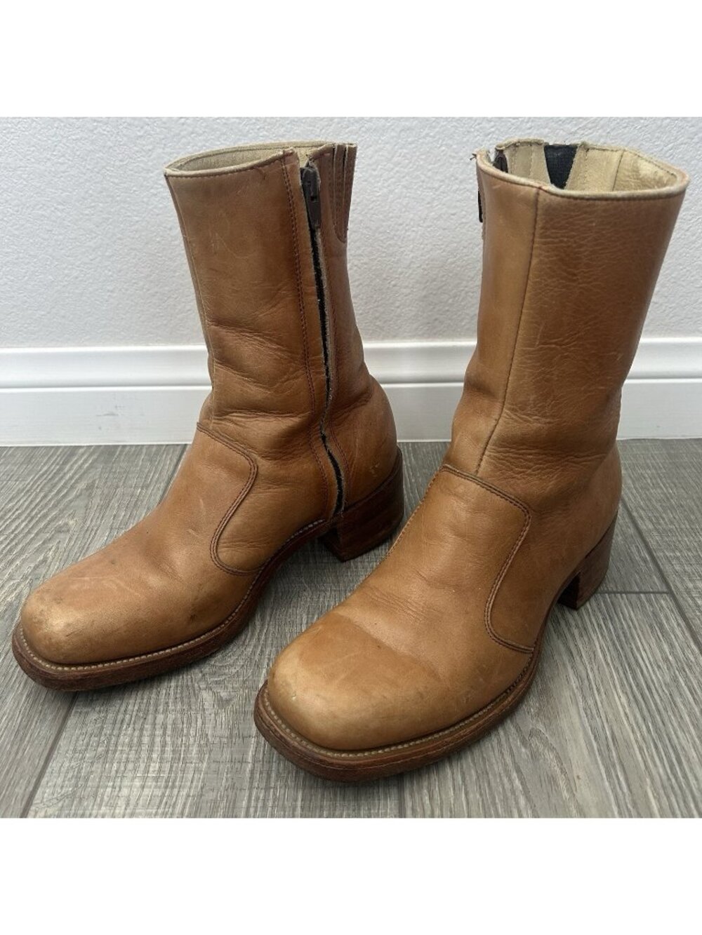 Frye Vintage White Label Inside Zip Campus Boots Mens 8.5 D